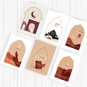 Lot de 6 cartes Ramadan Moubarak imprimables Cartes Ramadan imprimables imprimables Cadeau numérique Ramadan cartes imprimables pliables 5 x 7 pouces PDF