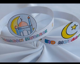 Printable Ramadan Eid party crown printable Eid party decoration printable Ramadan Eid party hat printable DIY colouring Ramadan paper crown