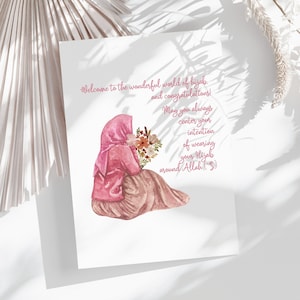 Novo cartão de felicitações Hijabi para impressão Novo cartão Hijabi para impressão Cartão de felicitações Hijabi para impressão Hijabi aquarela arquivo PDF digital