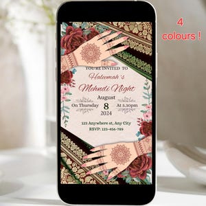Invitación editable para fiesta de Mehndi Video editable Invitación animada para la noche de Mehndi Invitación editable para la noche de Henna Dholki Haldi Henna personalizada