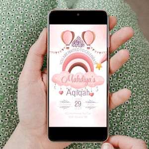 Vídeo editável do convite Aqiqah Convite animado Aqeeqah Aqiqah Ecard Convite Aqiqah para menina digital