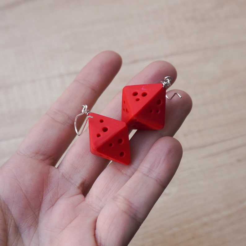 Geometric polymer clay earrings, Minimalist 3-d rhombus earrings, Contemporary art jewelry, Octahedron earrings, Diamond shaped jewelry image 6