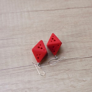 Geometric polymer clay earrings, Minimalist 3-d rhombus earrings, Contemporary art jewelry, Octahedron earrings, Diamond shaped jewelry image 1