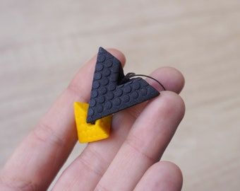 Double-pyramid pendant, Polymer clay geometric necklace, Architecture inspired jewelry, Modern polymer clay art jewelry