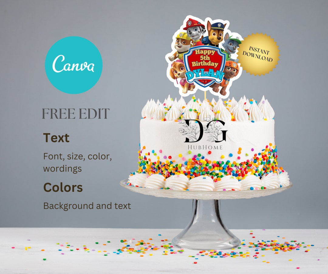 Editable Canva Birthday Cake Topper Cake Topper for Boys & Etsy