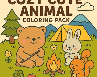 Kawaii Animal Coloring Pages | Cozy Cute Designs (PDF + PNG)