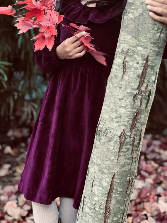 winter purple dress BLOOM - Premium Cotton Velour Magenta Toddler/little Girls' **ready to Ship** Size:42 Portly Regular Dry on low heat DTI Dress to Impress BFCM2025