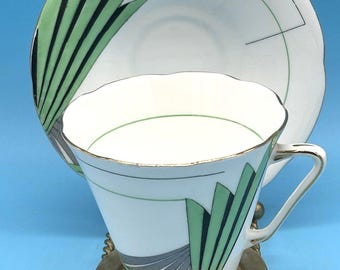 Art Deco Tea Cup and Saucer Set: A B Jones & Sons Grafton c. 1920s