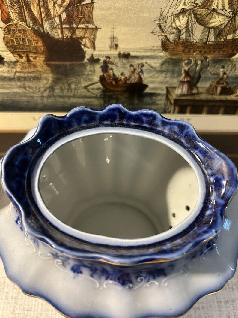 Antique Stanley Pottery Touraine Flow Blue Teapot Made In England c1909-1930 image 10