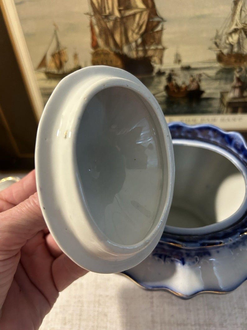 Antique Stanley Pottery Touraine Flow Blue Teapot Made In England c1909-1930 image 4