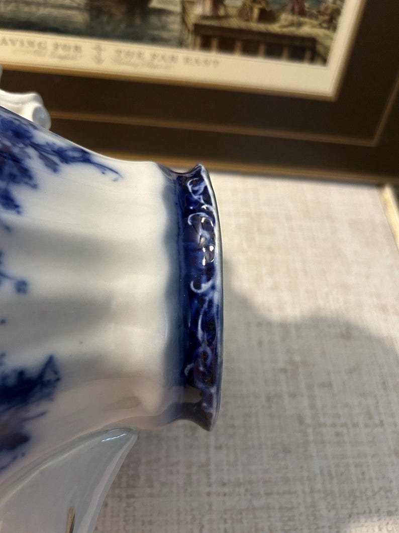 Antique Stanley Pottery Touraine Flow Blue Teapot Made In England c1909-1930 image 14