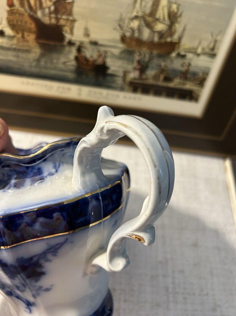 Antique Stanley Pottery Touraine Flow Blue Teapot Made In England c1909-1930 image 7