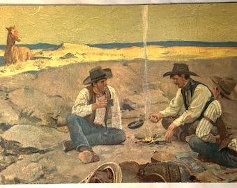 Lithograph "Good Company"  by Donald Teague 12 x 24 UNFRAMED Paper Board