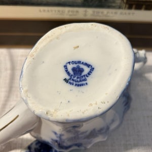 Antique Stanley Pottery Touraine Flow Blue Teapot Made In England c1909-1930 image 9