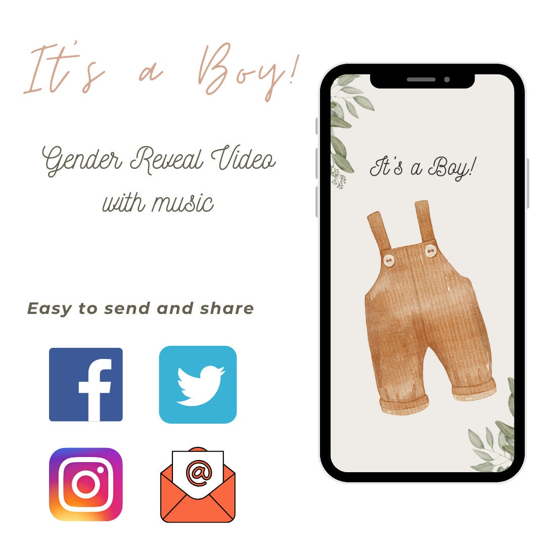 Gender Reveal Video Girl Its A Boy Gender Announcement Digital Boy