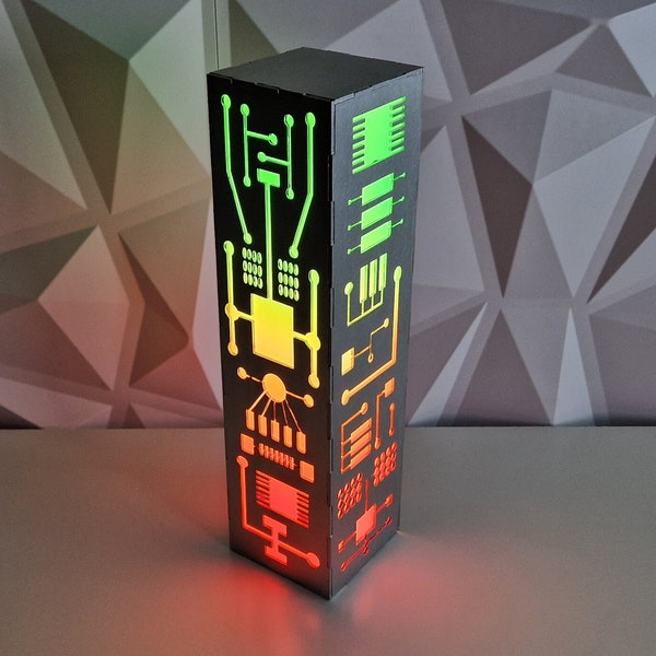 Circuit Board Light, LED Night Light, Sci-Fi Futuristic Lamp, Cyberpunk Décor, Neon Pcb USB Gadget, Game Room Lighting, RGB Head Phone Stand