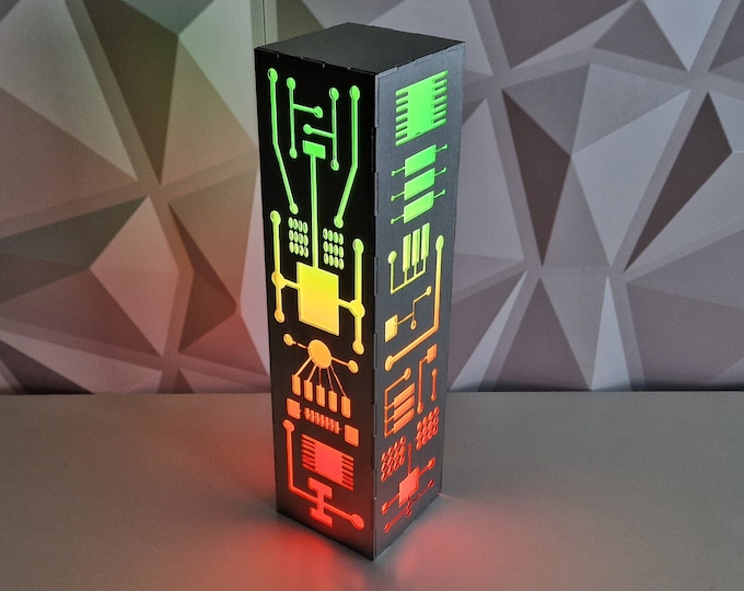 Circuit Board Light, LED Night Light, Sci-Fi Futuristic Lamp, Cyberpunk Décor, Neon Pcb USB Gadget, Game Room Lighting, RGB Head Phone Stand