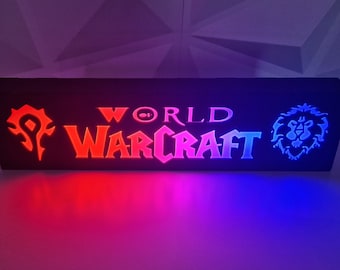 World of Warcraft Themed Light, Horde Night Light, Neon USB Gadget, Game Room Lighting, desk Set Up, Gaming Accessory, Alliance Decoration