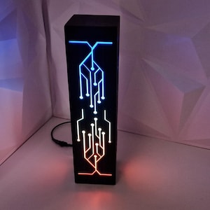 Cybernetic Light, Circuit Board Sci-Fi Futuristic Lamp, Cyberpunk Décor, Neon Pcb USB Gadget, Game Room Lighting, RGB Head Phone Stand