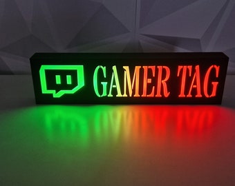 Twitch Gepersonaliseerde Gamer Tag Light, Streamer Naam Licht, Gamer Gift Nachtlampje, Game Room Verlichting, Gaming Accessoire, Kamerdecoratie