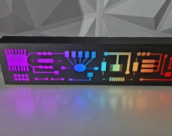 Circuit Board Light, LED Night Light, Sci-Fi Lamp, CyberPunk Decor, Neon USB Gadget, Game Room Lighting, PC Set Up, Gaming Desk Light, tech