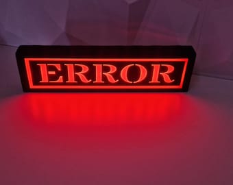Error Light, Computer Lover Gift Lamp, LED Night Light, PC Error Decor, Funny Programmer Gift, Game Room Lighting, Developer Error Sign