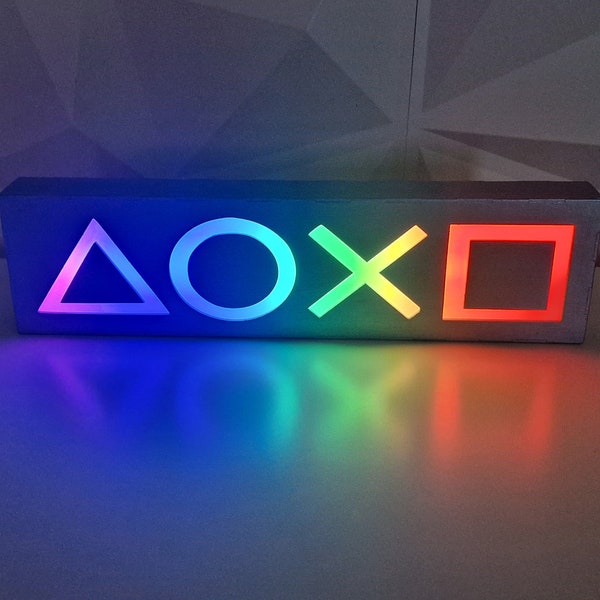 Lámpara de noche con iconos de PlayStation, luz de regalo para jugadores, símbolos de juegos de neón, iluminación de salas de juegos, accesorio para juegos, decoración de habitaciones, lámpara de consola LED