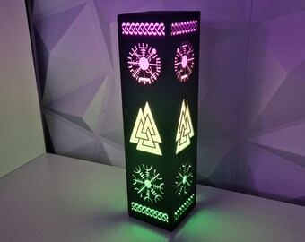 Norse Mythology Lamp, Vegvisir Night Light, Runic Viking Compass Lamp, Nordic Home Decoration, Valknut Odin Symbol, RGB LED Viking Symbols