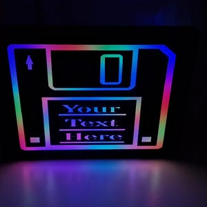 Personalised Floppy Disk Light, Retro Wall & Desk Sign, Computer Lover Gift, Game Room Lighting, Computer Tech Themed Light, Nerdy Wall Art