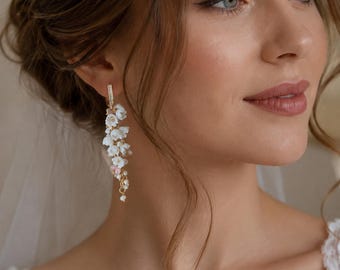 Lily of the Valley Earrings Handmade, White Flower Earrings, Polymer Clay Earrings, Floral Jewelry, Bridal Earrings, Gift for Her
