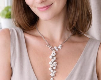 Lily of the Valley Necklace, Handmade Polymer Clay Floral Pendant, S925 Silver Chain, Delicate Flower Jewelry, Gift for Her