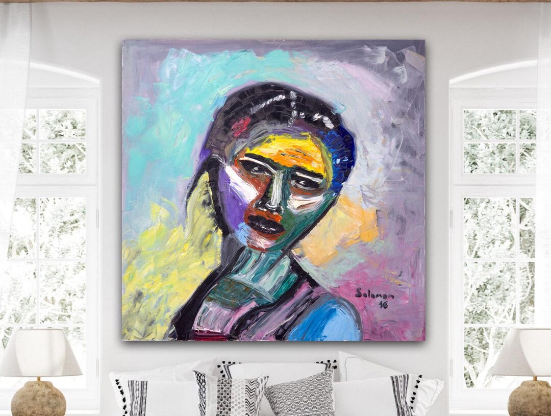 Original Beautiful Woman Portrait Oil Abstract Painting,handmade Signed ...