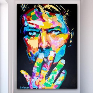Large pop art portrait print,david bowie by shlomi hasanov prints,hero Canvas wall art prints,home office decor wall art modernism artwork
