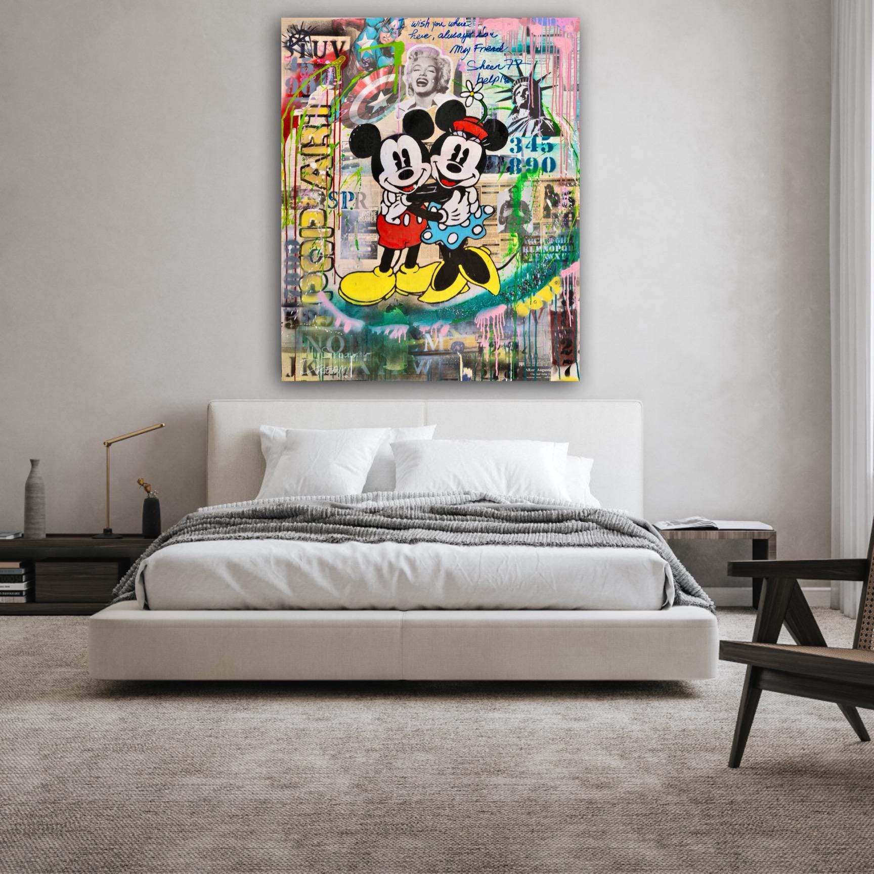 Mickey Mini Mouse Abstract Love Hero Print, Acrylic Collage Painting ...