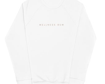 Wellness Bum Organic Sweatshirt in White with Apricot Letters – The Eco-Friendly & Stylish Choice for Conscious Shoppers