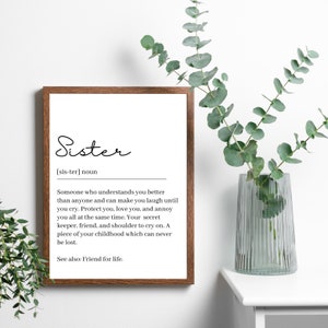 Sister Definition Print: Typographic Wall Art