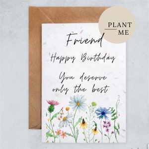 Amiga / Feliz Cumpleaños / Tarjeta Plantable / Amiga Especial / Tarjeta única / Flores / flores silvestres / Tarjeta de cumpleaños / para ella / Amiga Especial