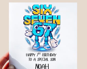 Tarjeta de cumpleaños 6 7 / Seis Siete / Hijo / Hija / Sobrino / Sobrina / Amigo / Nieto / Especial / Tendencia / cerebro