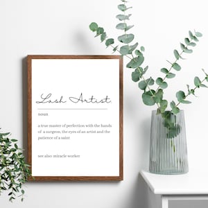 Lash Artist Definition Print | Office | Home Decor | Salon | Makeup | Makeup Artist | Aesthetics | Beauty Salon | Gift | Wall Decor | Lash