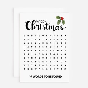 unieke woordzoeker kerstkaart | Kerstmis | Vriend | Kind | Speciaal | Voor vrienden | kerstcadeaus | kerstkaart | Wenskaart