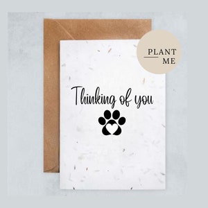 Je pense à vous | Carte à planter | Désolé pour votre perte | Carte unique | Fleurs | Perte d'un animal de compagnie | Carte