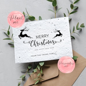 Cartes personnalisées Joyeux Noël | Carte à planter | Carte de Noël | Carte unique | Fleurs | Cartes de joyeux Noël | Paquet de Noël