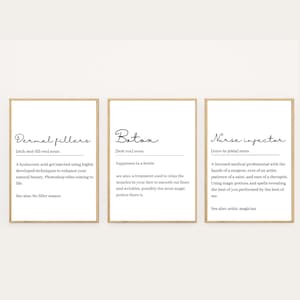 Salon Decor Prints: Botox, Dermal Fillers, Nurse Injector - Set of 3