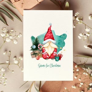 Gnomo per Biglietto di Natale / Amico / Biglietto / Biglietto d'auguri / Unico / Biglietto di Natale / Famiglia / Tradizionale / Pacchetto di biglietti di Natale /