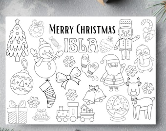 Personalized Christmas Colouring Placemat: Kids Activity Sheet | Christmas | Children's activity | Stocking Filler | Dinner Ideas |