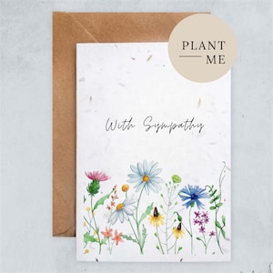 Avec sympathie | Carte à planter | Désolé pour votre perte | Carte unique | Fleurs | carte de deuil | carte de sympathie