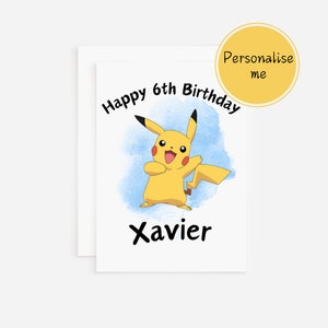 Cartão de aniversário Pokémon | personalizado | Idade | Pikachu | Diversão | para ele | Cartão de aniversário para meninos | Especial