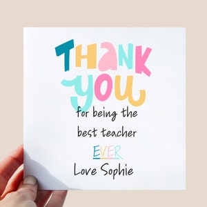 Tarjeta de agradecimiento profesor / Profesor / Personalizado / especial / Tarjeta / Ayudante de profesor / Gracias /