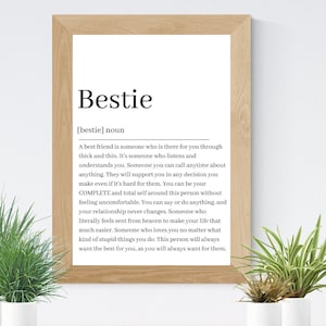Definición de Bestie / Regalo / Presente / Regalo único / Mejor Amigo / Presente / Regalo para ella / Presente para mejor amigo