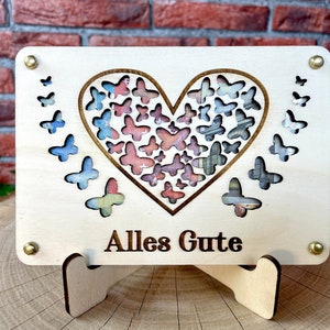 Geldgeschenk Herz 'Alles Gute' Geschenkideen Holz Bilder Schilder Geburtstag Hochzeit Valentinstag Geburt Schulabschluss